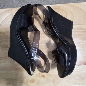 Juicy Couture Black Wedge Sandals with Clear Straps
